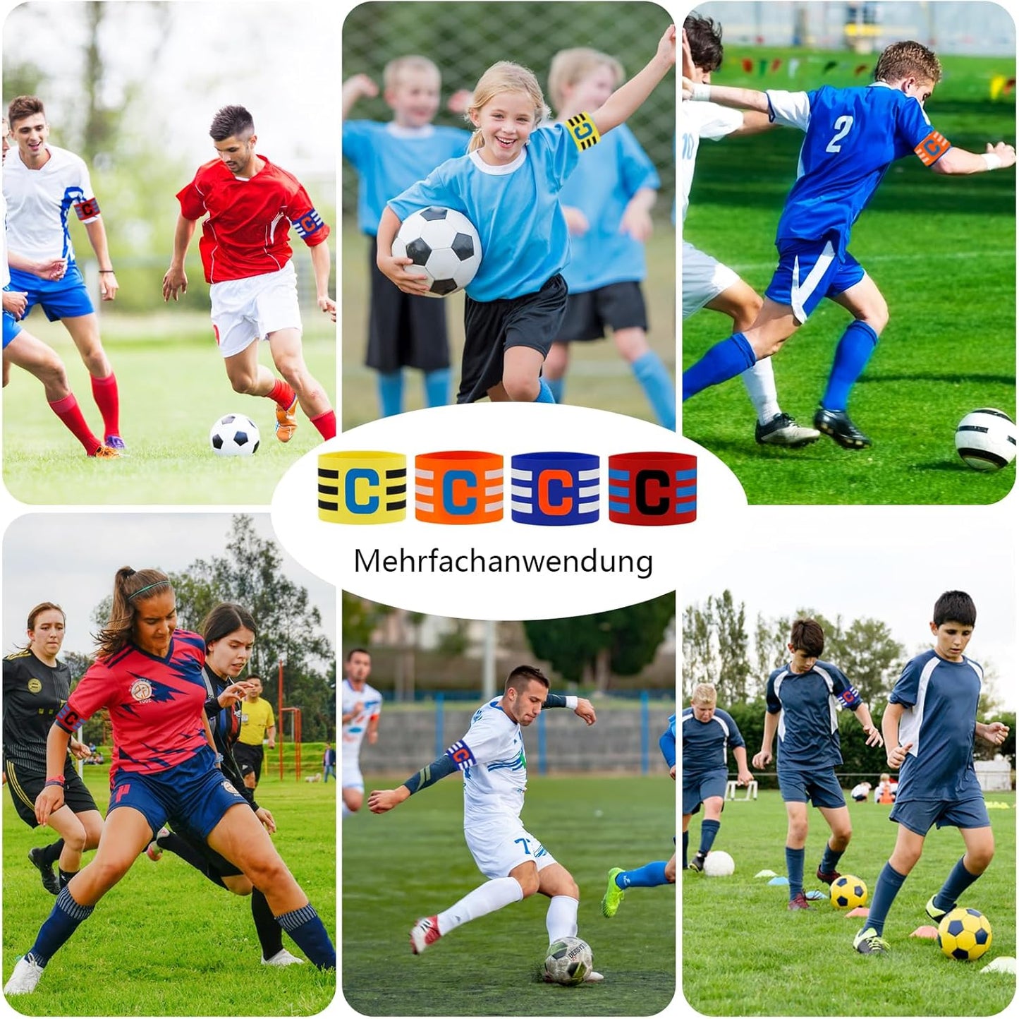 Brassard Capitaine de Football UNINGYI - 4 Pièces Ajustables pour Enfants et Adultes, Idéal pour les Jeunes Athlètes