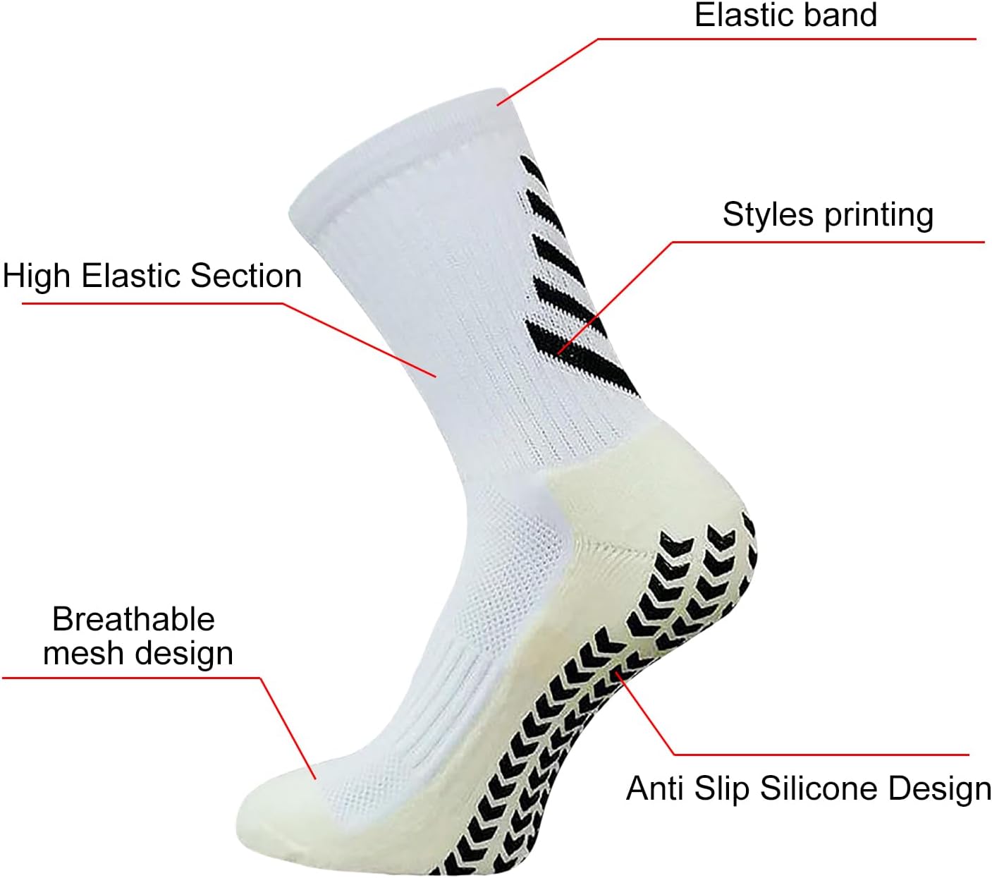 3 Paires de Chaussettes Antidérapantes pour Homme et Femme - Idéales pour Football, Basketball, Yoga et Cyclisme