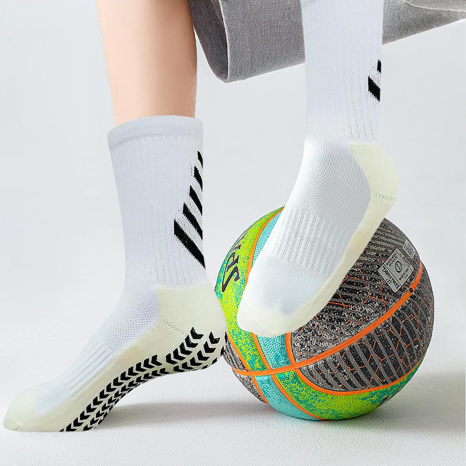 3 Paires de Chaussettes Antidérapantes pour Homme et Femme - Idéales pour Football, Basketball, Yoga et Cyclisme