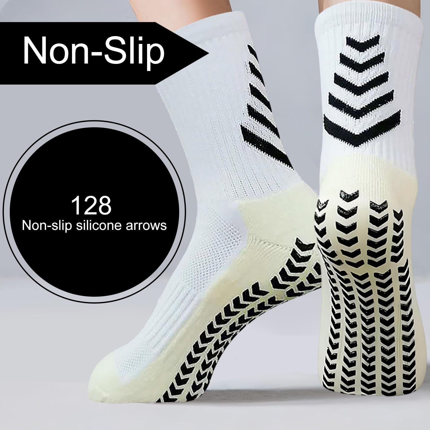 3 Paires de Chaussettes Antidérapantes pour Homme et Femme - Idéales pour Football, Basketball, Yoga et Cyclisme