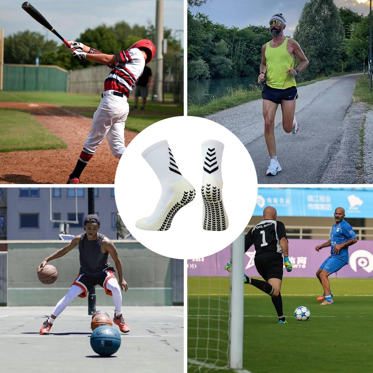 3 Paires de Chaussettes Antidérapantes pour Homme et Femme - Idéales pour Football, Basketball, Yoga et Cyclisme