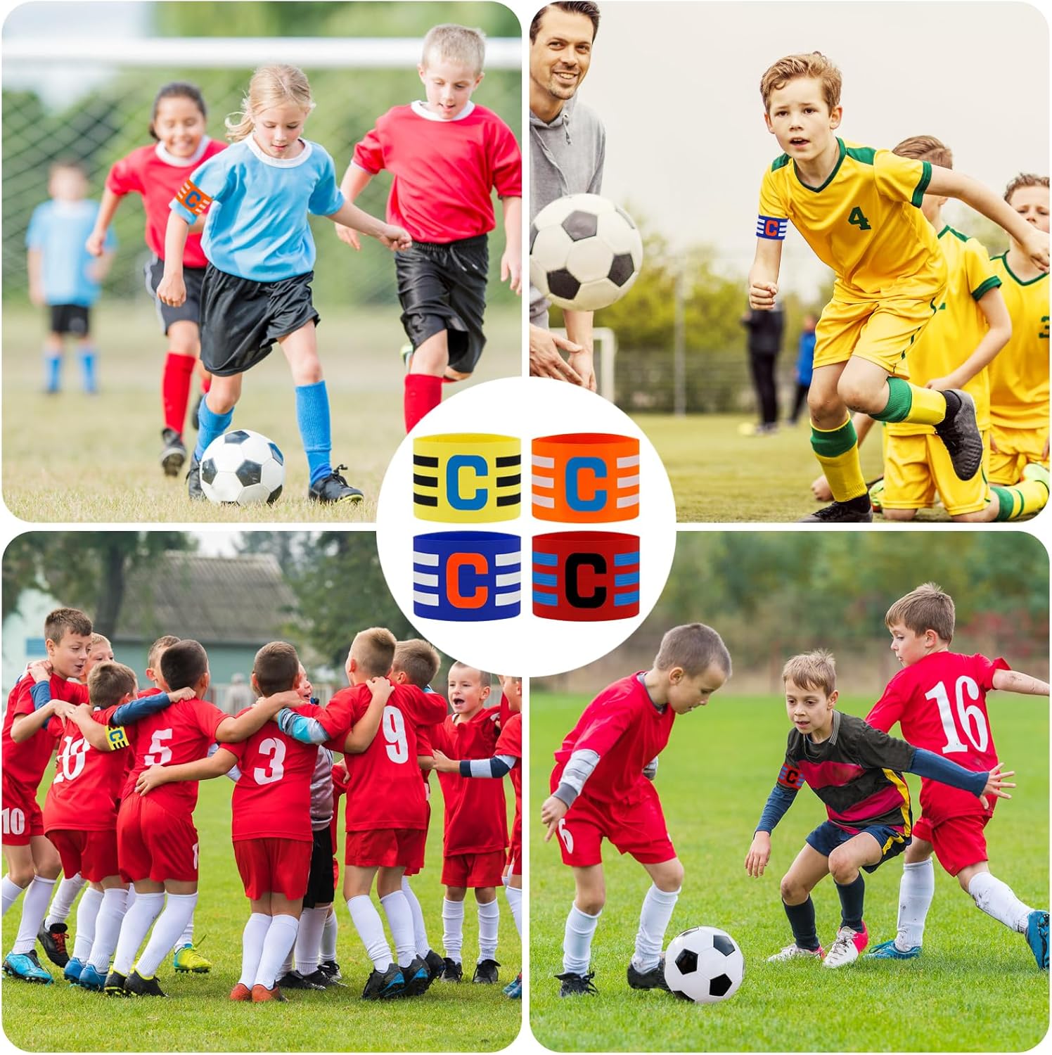 Brassard Capitaine de Football UNINGYI - 4 Pièces Ajustables pour Enfants et Adultes, Idéal pour les Jeunes Athlètes